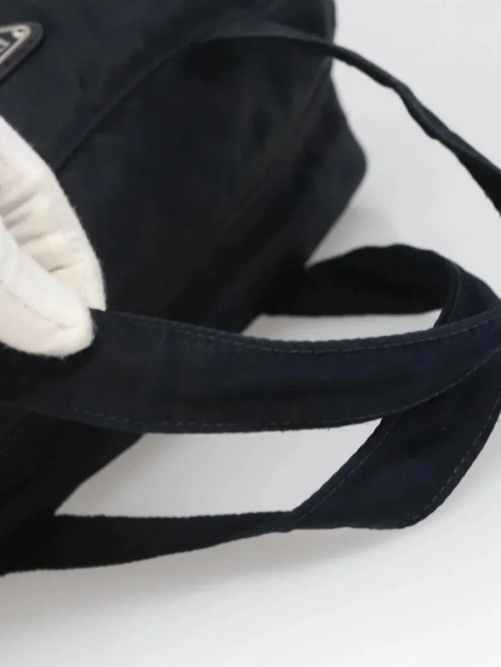 PRADA Hand Bag Nylon Navy Silver Auth bs22993